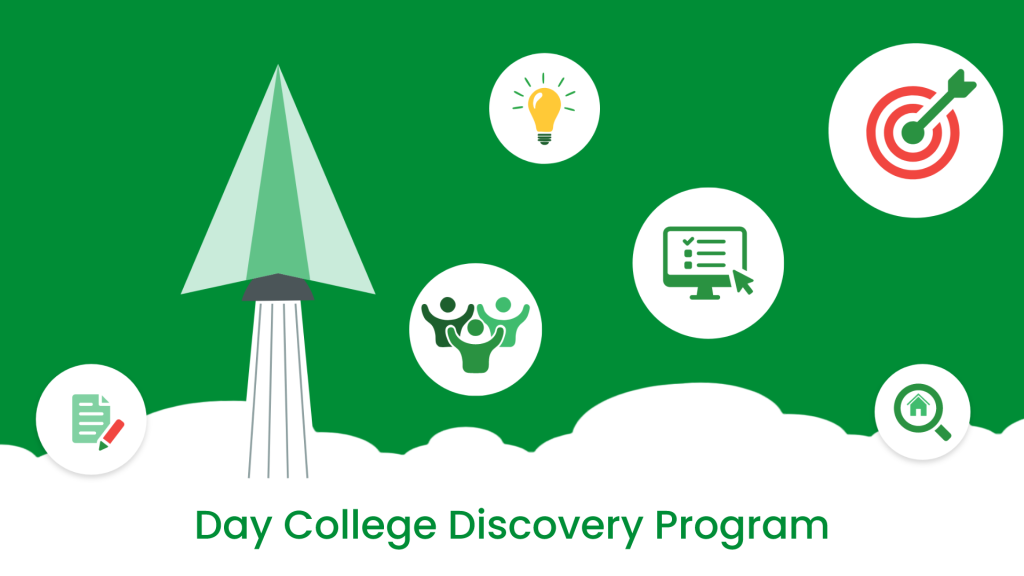 Illustration for the STEPS Pathways College Day College Discovery Program highlighting learning pathways, skills development, student support, and goal‑focused discovery.