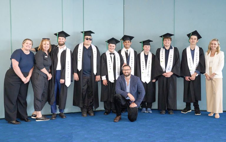 STEPS Pathways College Graduating students with STEPS Pathways College teachers.