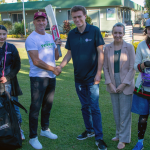Cricket player, Steven Hill with STEPS Pathways College team and students